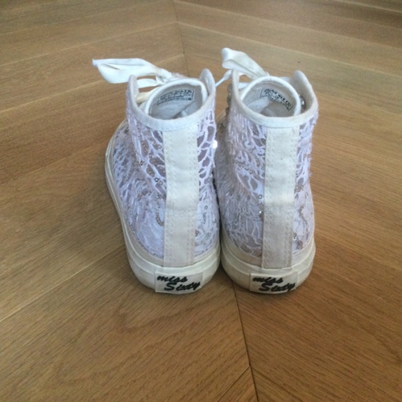 MISS SIXTY girls white lace high top trainers - Picture 2 of 8